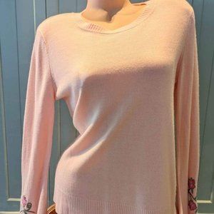 Women's Pink Bell Sleeve Sweater Large